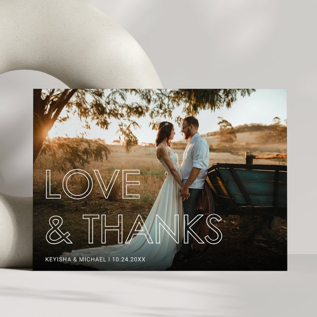 Cartão De Agradecimento Casamento de Foto Mínimo (Criador carregado)