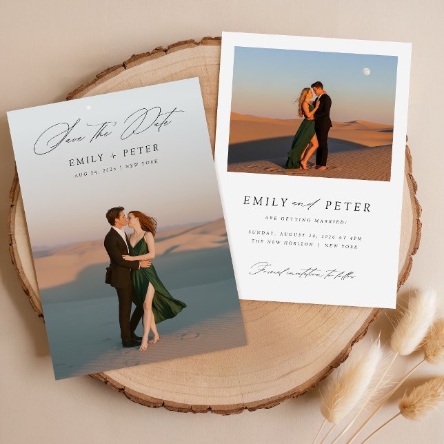 Cartão De Agradecimento Casamento de Foto Moderna com Letra Simples (Criador carregado)