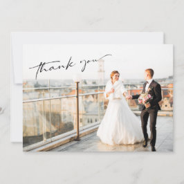 Cartão De Agradecimento Casamento de Foto Moderna Simples