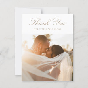 Cartão De Agradecimento Casamento de Foto Moderno Clássico com Monograma e