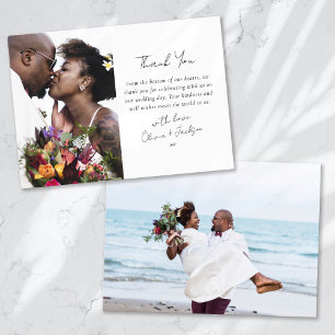 Cartão De Agradecimento Casamento de Foto Moderno Dois