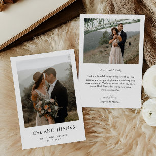 Cartão De Agradecimento Casamento de Foto Moderno Simples