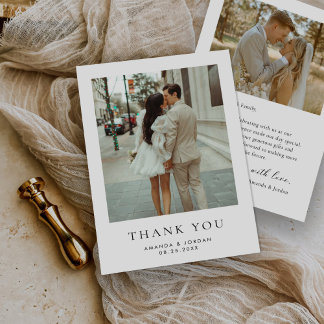 Cartão De Agradecimento Casamento de Foto Moderno Simples