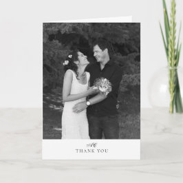 Cartão De Agradecimento Casamento de Foto Monogramada Chic Moderno