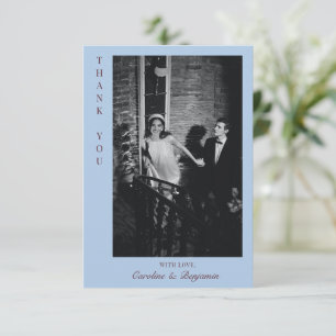 Cartão De Agradecimento Casamento de Foto Personalizada Burgundy Azul Míni
