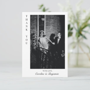 Cartão De Agradecimento Casamento de Foto Personalizada Chic Moderno Minim