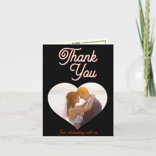 Cartão De Agradecimento Casamento de Foto Personalizado Moderno Mínimo