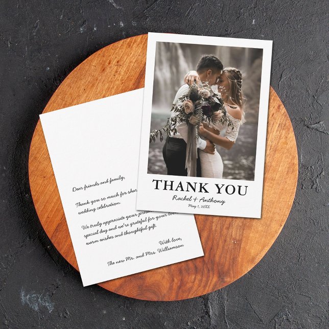 Cartão De Agradecimento Casamento de Foto Simples (Small simple photo wedding thank you cards)
