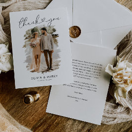 Cartão De Agradecimento Casamento de Foto Simples