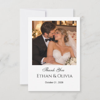 Cartão De Agradecimento Casamento de Foto Simples e Moderno