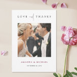 Cartão De Agradecimento Casamento de Foto Simples Elegante Burgundy<br><div class="desc">Este simples modelo de cartões de agradecimentos de casamento de fotos personalizadas apresenta um design moderno, elegante, minimalista. A forma padrão é cantos nítidos padrão, mas cantos arredondados também funcionam maravilhosamente com este design, então tente ambos os modos de aparência e veja qual deles o agarra! A frente apresenta sua...</div>
