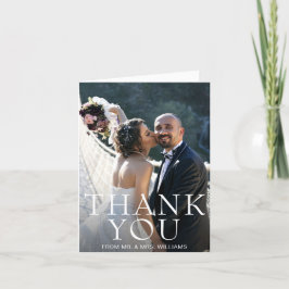 Cartão De Agradecimento Casamento de Foto Simples Moderna