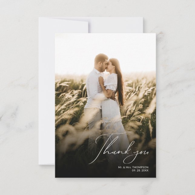 Cartão De Agradecimento Casamento de Foto Simples Moderno 2 (Frente)