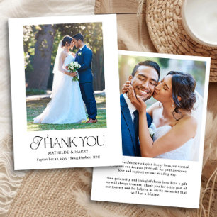Cartão De Agradecimento Casamento de Foto Tipo 2 Simples Elegante Nostálgi