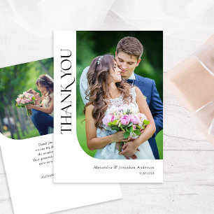 Cartão De Agradecimento Casamento de Fotografia 2 Chic Mínimo Moderno