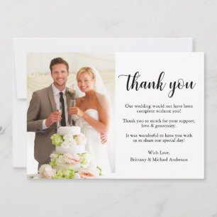 Cartão De Agradecimento Casamento de Fotografia com Na moda de Elegante