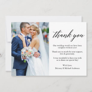 Cartão De Agradecimento Casamento de Fotografia com Na moda Moderno