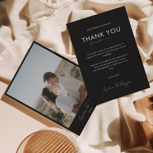 Cartão De Agradecimento Casamento de Fotografia com Script de Tipografia N
