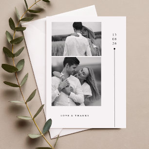 Cartão De Agradecimento Casamento de Fotografia com Tipografia Simples Min