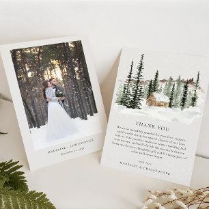 Cartão De Agradecimento Casamento de Fotografia da Cabine de Pine de inver