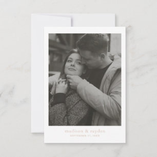 Cartão De Agradecimento Casamento de Fotografia de Boho Beige Mínimo