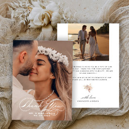 Cartão De Agradecimento Casamento de Fotografia de Calligrafia Elegante