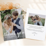 Cartão De Agradecimento Casamento de Fotografia de Cláudio Moderno Branco<br><div class="desc">Envie obrigados para a família e amigos com este cartões de agradecimentos de fotos personalizável. Ele apresenta uma camada moderna de fotos tipográficas. Personalize adicionando sua foto e detalhes. Este cartões de agradecimentos fotográfico é perfeito para casamentos,  graduações,  aniversários e outros eventos.</div>