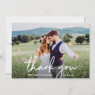 Cartão De Agradecimento Casamento de Fotografia de Script Manuscrito