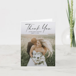 Cartão De Agradecimento Casamento de Fotografia de Script Simples