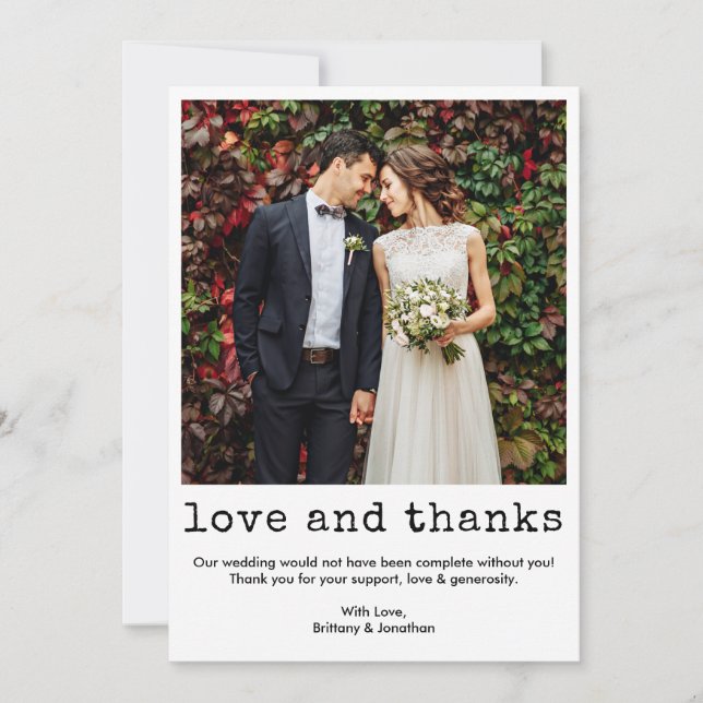 Cartão De Agradecimento Casamento de Fotografia de Texto da Máquina de Tel (Frente)