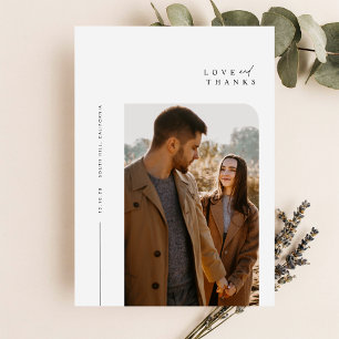 Cartão De Agradecimento Casamento de Fotografia de Tipografia Minimalista