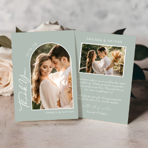 Cartão De Agradecimento Casamento de Fotografia do Arch Verde da Mint