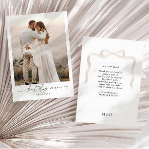 Cartão De Agradecimento Casamento de Fotografia do Arco Ivory Beige