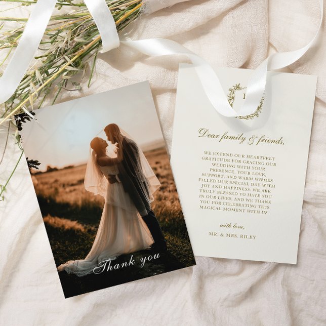 Cartão De Agradecimento Casamento de Fotografia do Elegante Clássico Doura (Criador carregado)