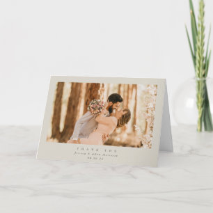Cartão De Agradecimento Casamento de Fotografia Mínima do Solteiro Beige E