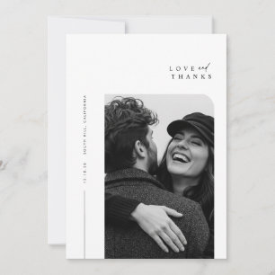 Cartão De Agradecimento Casamento de Fotografia Simples Minimalista
