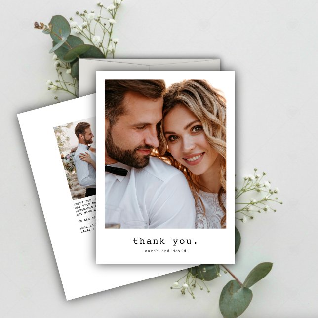 Cartão De Agradecimento Casamento de Fotografias Clássicas Simples Retro (Criador carregado)