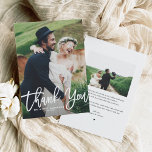 Cartão De Agradecimento Casamento de Fotografias com Letra Branca<br><div class="desc">Celebre seu dia especial com nosso cartões de agradecimentos de casamento fotográfico personalizável, com elegantes inscrições manuais. Carregue suas fotos de casamento favoritas e personalize adicionando seus nomes, data de casamento e mensagem. Este cartões de agradecimentos de casamento fotográfico está disponível em outros estoques de papelão. Peça seu casamento fotográfico...</div>