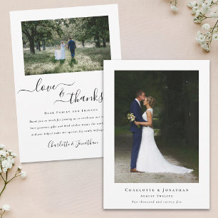 Cartão De Agradecimento Casamento de Fotografias com Obrigados Elegantes M