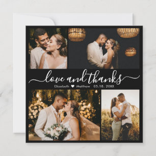 Cartão De Agradecimento Casamento de Fotografias com Script Branco e Volta