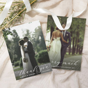 Cartão De Agradecimento Casamento de Fotografias com Script Elegante 2 Min