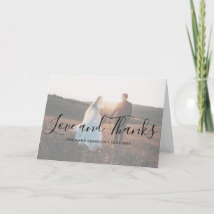 Cartão De Agradecimento Casamento de Fotografias com Script Elegante de Am