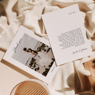 Cartão De Agradecimento Casamento de Fotografias com Script Elegante Simpl