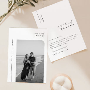 Cartão De Agradecimento Casamento de Fotografias com Script Minimalista
