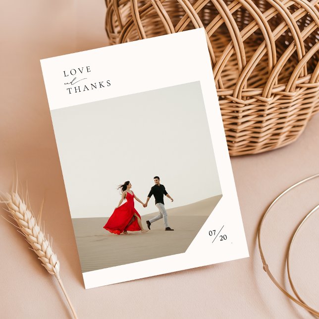 Cartão De Agradecimento Casamento de Fotografias com Script Moderno Simple (Criador carregado)