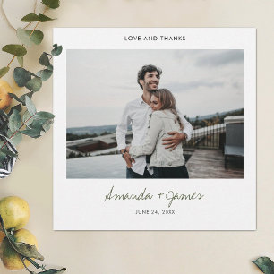 Cartão De Agradecimento Casamento de Fotografias com Script Moderno Simple