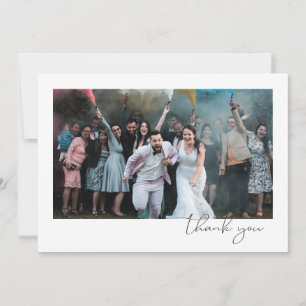 Cartão De Agradecimento Casamento de Fotografias Convidadas com Letra Simp