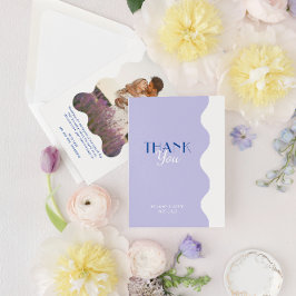 Cartão De Agradecimento Casamento de Fotografias da Fronteira de Onda de L