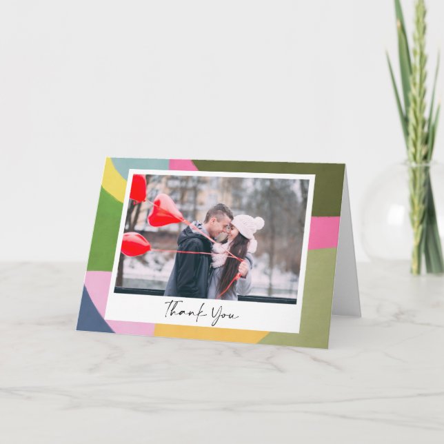 Cartão De Agradecimento Casamento de Fotografias de Abstrato Moderno Impor (Frente)