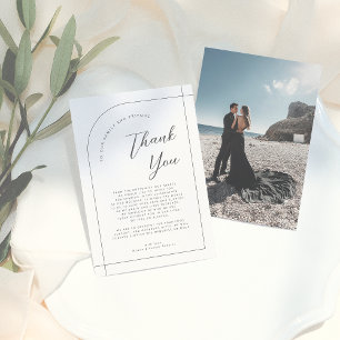 Cartão De Agradecimento Casamento de Fotografias de Arch e Caligrafia Mode